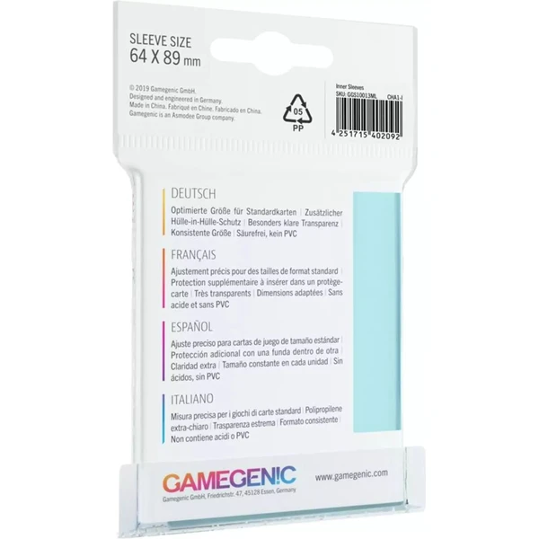Gamegenic - Inner Sleeves měkké obaly na karty 100ks čiré - Obaly na karty - Obrázek 80E6000K01