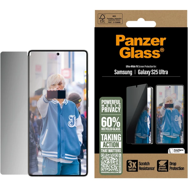 PanzerGlass® Privacy sklo Samsung Galaxy S25 Ultra s instalačním rámečkem - Ochranné folie a skla - Obrázek 80FC000J01