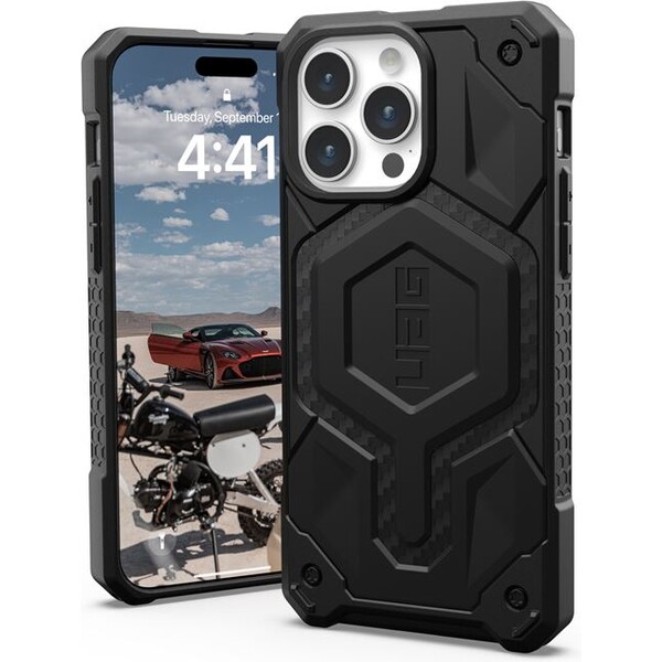 UAG Monarch Pro MagSafe, carbon fiber - iPhone 15 Pro Max (114222114242) Tmavě šedá