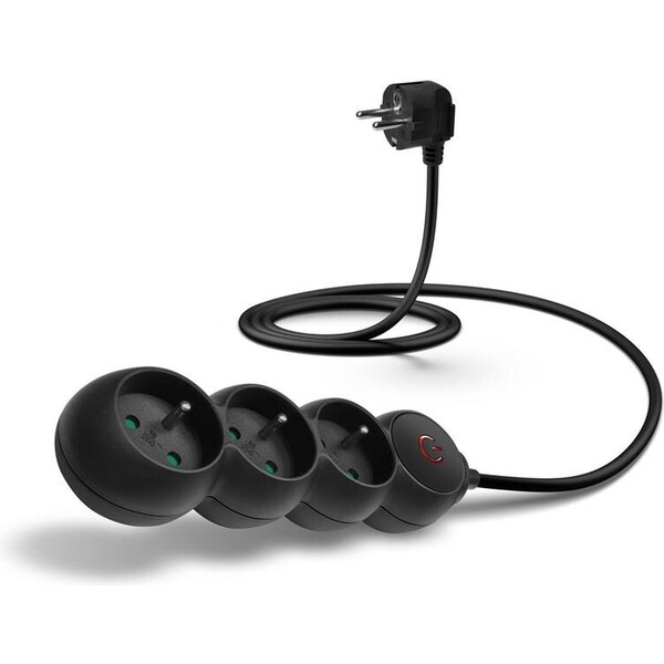 CONNECT IT prodlužovací kabel 230 V, 3 zásuvky, 1,5 m, s vypínačem (černý) CES-1014-BK Černá