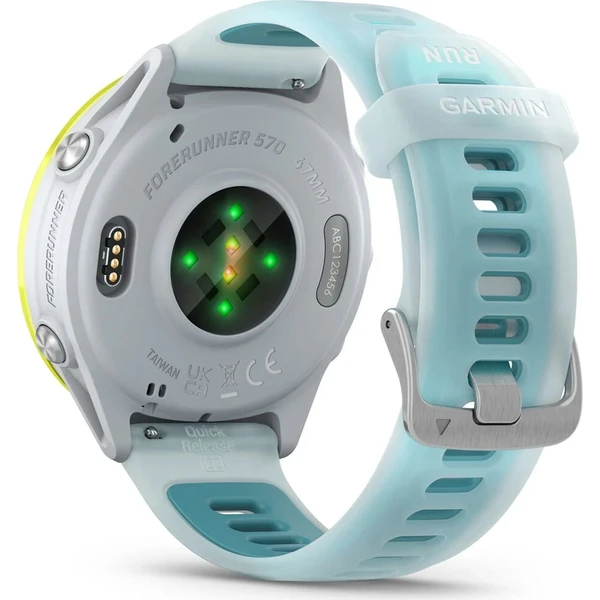 Garmin Forerunner 570 47 mm žlutá hliníková luneta s bílo-tyrkysovým poloprůhledným řemínkem (Další) - Chytré hodinky - Obrázek 80aabb8f0bdf48478b7012e3e3389413