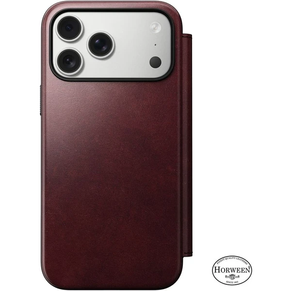 Nomad Modern Leather Folio (Horween) MagSafe kožené pouzdro iPhone 17 Pro Max Burgundy - Pouzdra - Obrázek 81100645fe474dfcad33830f5f1eb93d