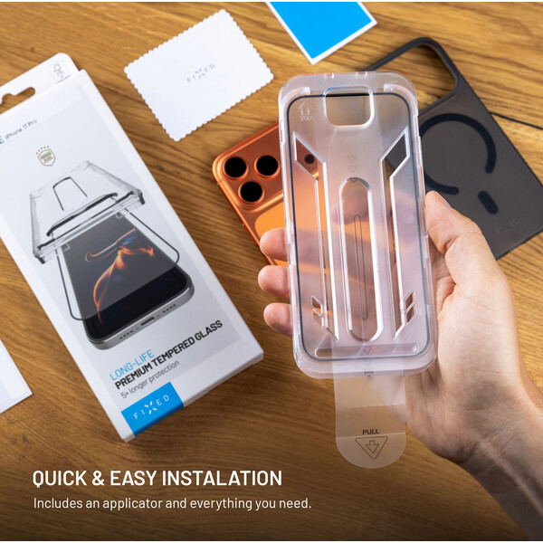 FIXED Armor Long-Life tvrzené sklo s aplikátorem Apple iPhone 18 Pro černé - Ochranné folie a skla - Obrázek 8110ee99dd21439fa100489219a05fa0