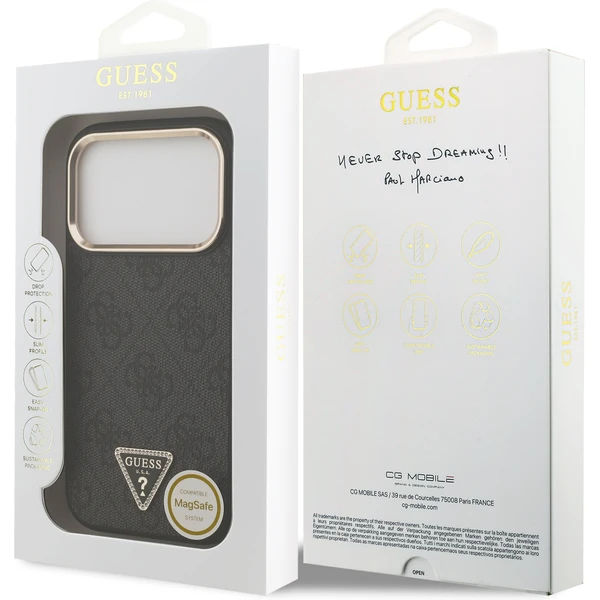 Guess PU Leather 4G Triangle Logo Gold Frame MagSafe kryt iPhone 17 Pro černý - Pouzdra - Obrázek 811420d5aec247f29b3852bf46dc2858