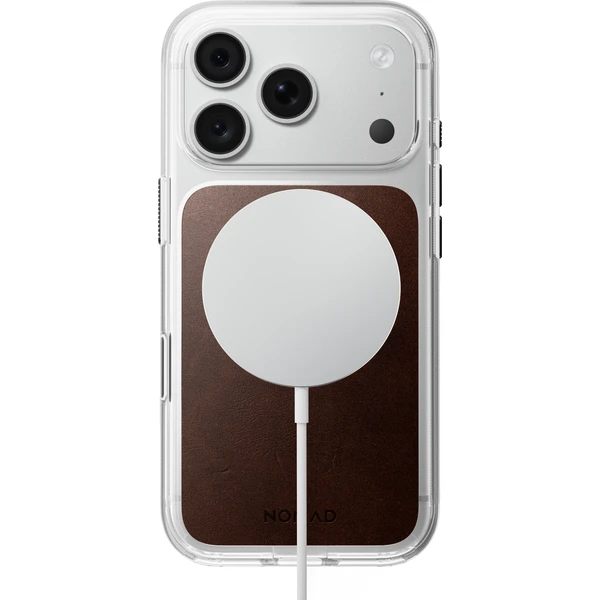 Nomad Clear Leather (Horween) MagSafe kryt iPhone 17 Pro/18 Pro Rustic Brown - Pouzdra - Obrázek 81363f53058b4cd3bb7fdf2aec371386
