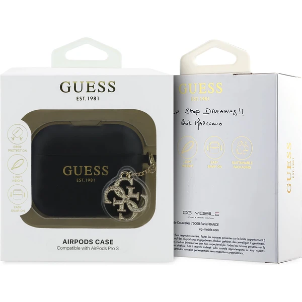 Guess 4G Charm Silikonové pouzdro AirPods Pro 3 černé - Pouzdra - Obrázek 814101e9c9024462abd4f35a32b7466f