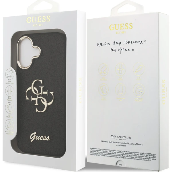 Guess PU Fixed Glitter 4G Metal Frame kryt iPhone 17 černý - Pouzdra - Obrázek 81581a2107aa426aa44ea00c9e174760