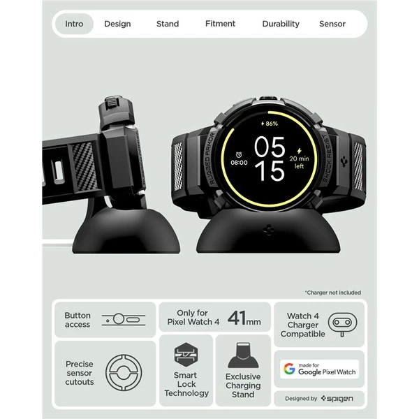 Spigen Rugged Armor kryt Google Pixel Watch 4 41mm matně černý - Pouzdra - Obrázek 8171a151b04f4481b5ce4f3ae92ca0cc