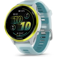 Garmin Forerunner 570 47 mm žlutá hliníková luneta s bílo-tyrkysovým poloprůhledným řemínkem - Chytré hodinky