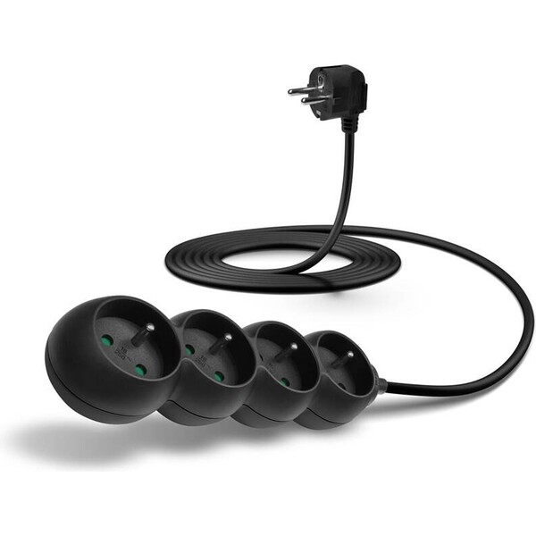 CONNECT IT prodlužovací kabel 230 V, 4 zásuvky, 3 m, bez vypínače (černý) CES-1326-BK Černá