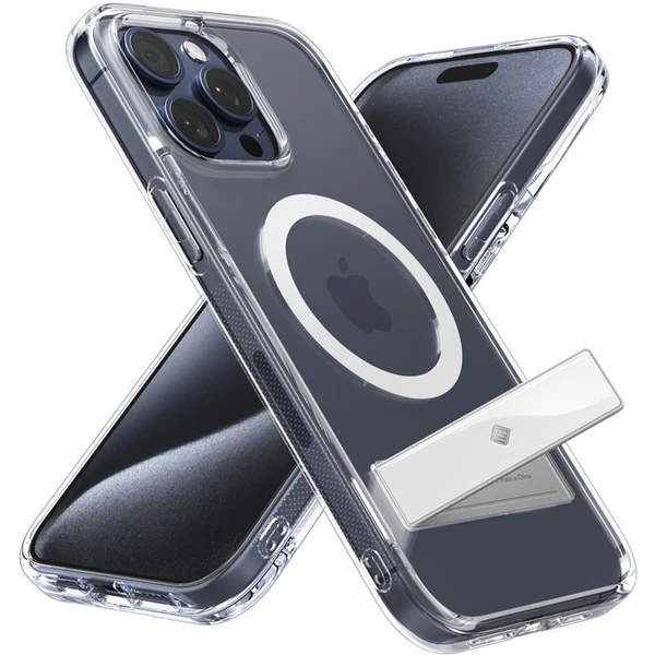 Spigen Caseology Capella kryt se stojánkem s MagFit iPhone 15 Pro čirý/bílý - Pouzdra - Obrázek 81W4000L01