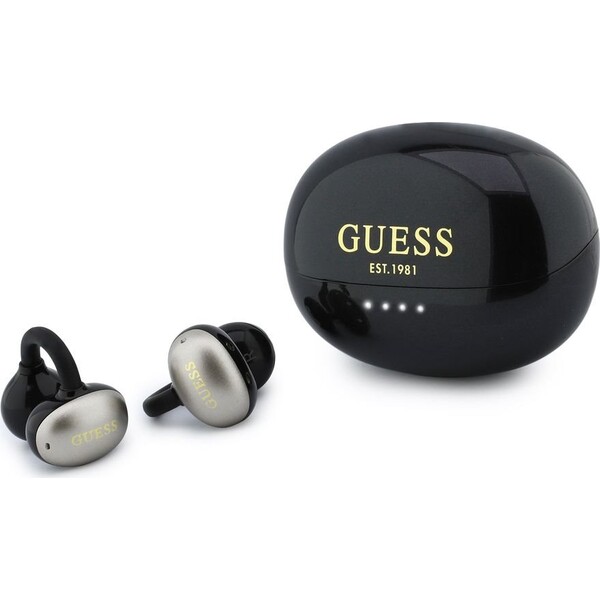 Guess Metallic Finish Classic Logo OWS bezdrátová sluchátka černá