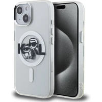 Karl Lagerfeld IML Glitter Karl and Choupette Sketch MagSafe kryt iPhone 15 čirý - Pouzdra