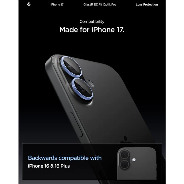 Spigen Glass tR EZ Fit Optik Pro skla iPhone 17 blue (2 ks) - Ochranné folie a skla - Obrázek 8201a6e5fa34487db23f49b4c45cf20b