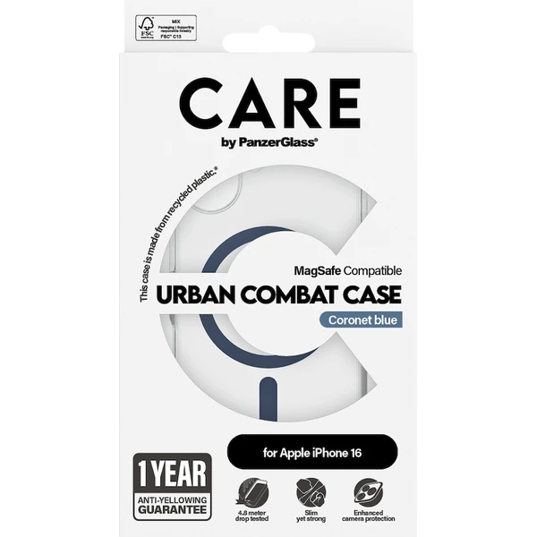 PanzerGlass® CARE kryt Apple iPhone 16 MagSafe Urban Combat čirý/modrý - Pouzdra - Obrázek 8208000P01