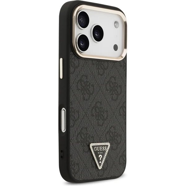 Guess PU Leather 4G Triangle Logo Gold Frame MagSafe kryt iPhone 17 Pro černý - Pouzdra - Obrázek 8218636d2f4b4cbf8599795027aa3653