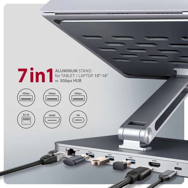 AXAGON HMC-STND 7v1 USB-C hub - Dokovací stanice - Obrázek 825D000N01