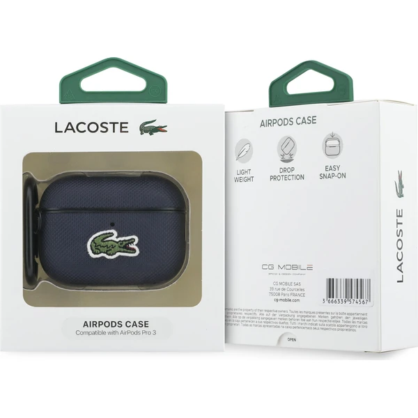 Lacoste Petit Pique Croc Logo Patch Pouzdro pro AirPods Pro 3 modré - Pouzdra - Obrázek 8260584cc2db4cb2b96b8640b3cae107