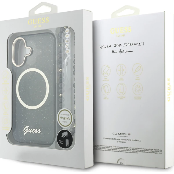 Guess IML Glitter Script Strap MagSafe kryt iPhone 17 černý - Pouzdra - Obrázek 82632d92f41b4f2a8a539f4e82de6b17