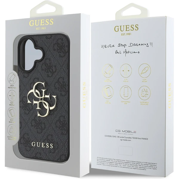 Guess PU 4G Metal Logo kryt pro iPhone 16 šedý - Pouzdra - Obrázek 826e44067ff74b66bbbb5814b6bb4d82