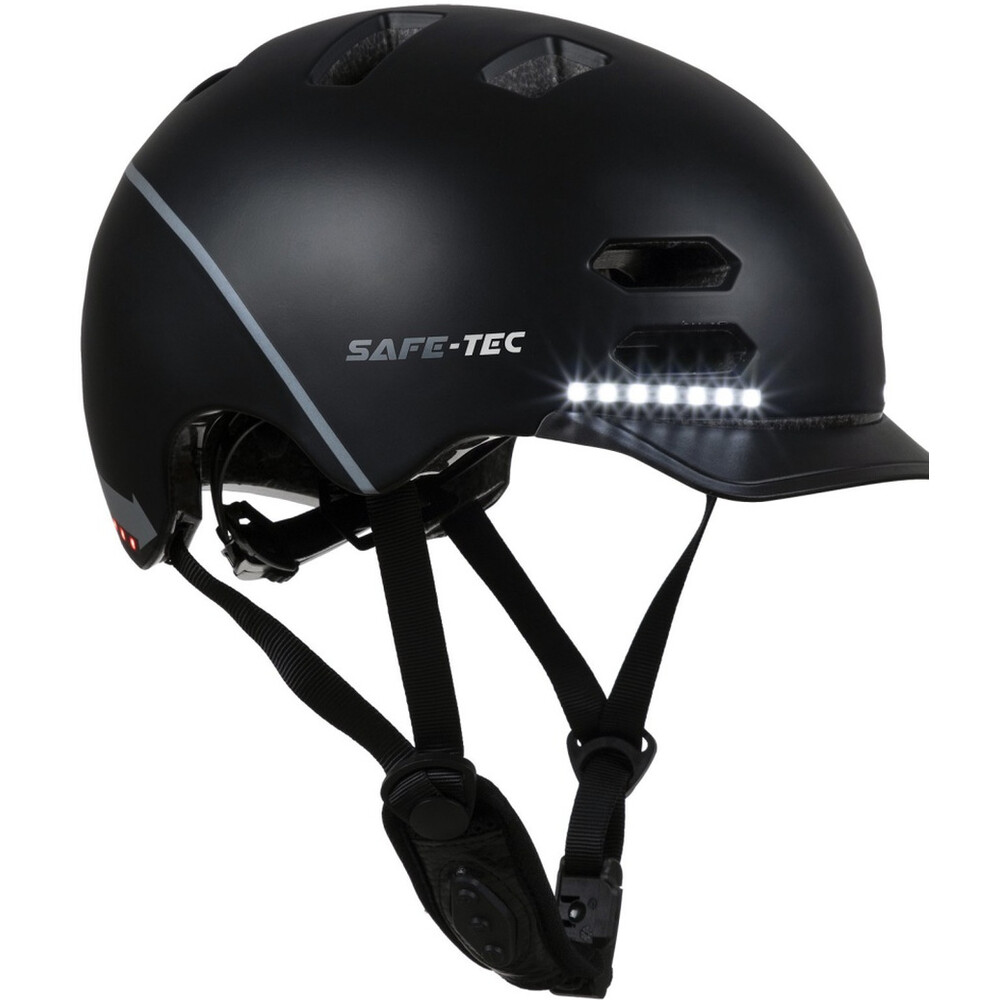 Safe-Tec SK8 chytrá helma na skate, kolobežku L (58cm- 61 cm) černá