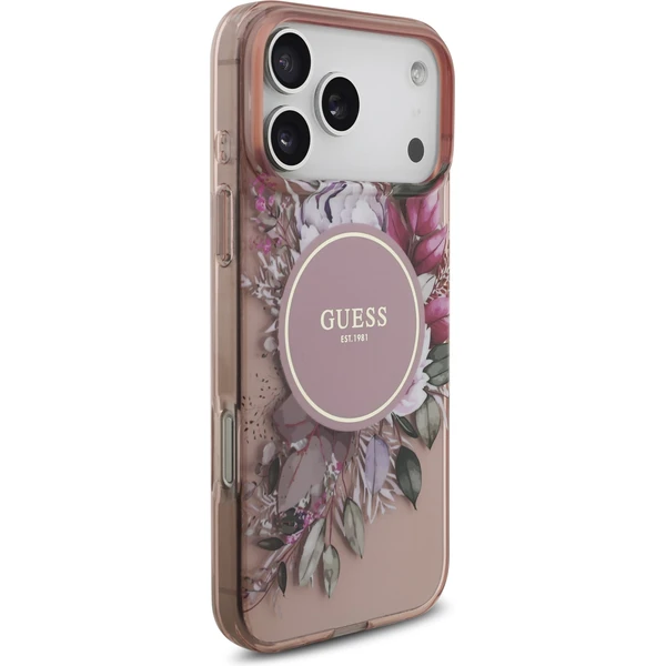 Guess IML Flowers Strap MagSafe kryt iPhone 17 Pro Max růžový - Pouzdra - Obrázek 82b9e8143f2b420798e023fc9f983d9d