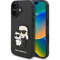 Karl Lagerfeld PU Saffiano Karl and Choupette kryt pro iPhone 16 Plus černý - Pouzdra