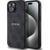 Guess PU Leather 4G Colored Ring MagSafe kryt iPhone 15 černý - Pouzdra