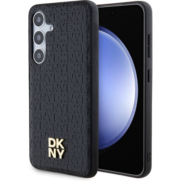 DKNY PU Leather Repeat Pattern Stack Logo Magsafe kryt Samsung Galaxy S24+ černý