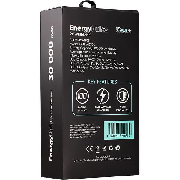 OBAL:ME EnergyPulse Powerbanka 30000mAh (22.5W) černá - Powerbanky - Obrázek 830cbc12de004507936636592bdec52c