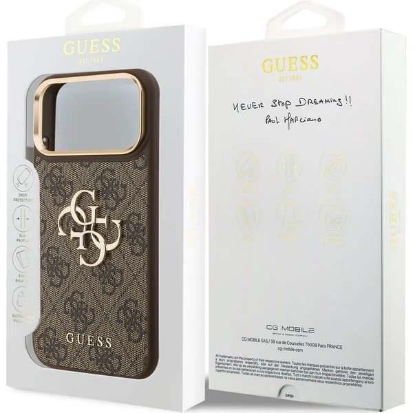 Guess PU Leather 4G Metal Logo Gold Frame kryt iPhone 18 Pro Max hnědý - Pouzdra - Obrázek 83189f0596f24399975cd0aeeea687b8