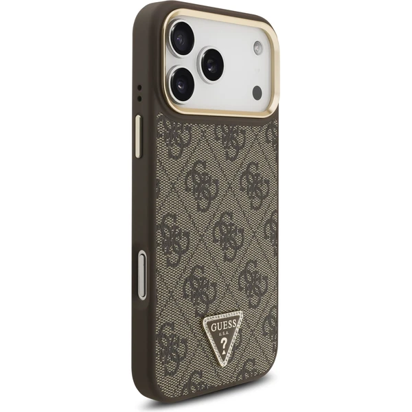 Guess PU Leather 4G Triangle Logo Gold Frame MagSafe kryt iPhone 17 Pro Max hnědý - Pouzdra - Obrázek 832a8225ba2f4008bbf4bc3a13cef640