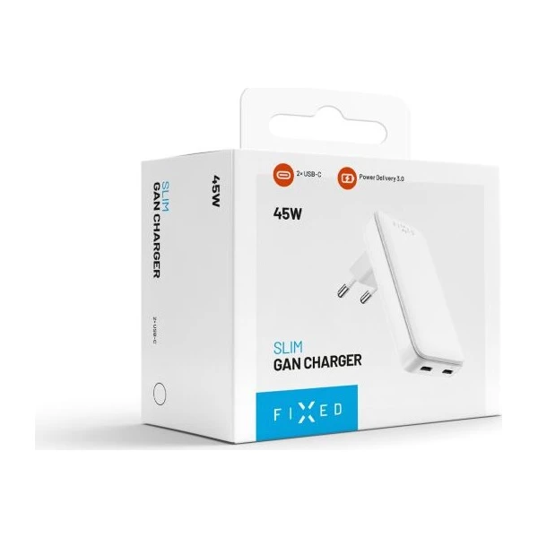 FIXED Slim GaN nabíječka (2x USB-C), PD, 45W, bílá - Nabíječky - Obrázek 8377eae10cb84912901755a8271fbfe8