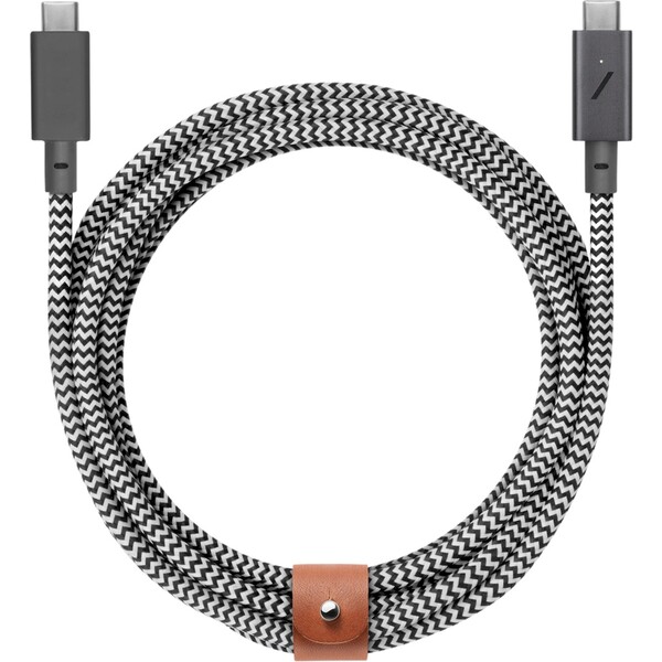Native Union Belt Cable Pro USB-C 240W nabíjecí kabel, 2,4m, černý/bílý