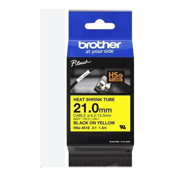 Brother HSE651E smršťovací bužírka černá na žlutém 21 mm - Pásky pro štítkovače - Obrázek 8421950aeda54fc6b4953093a145fae4