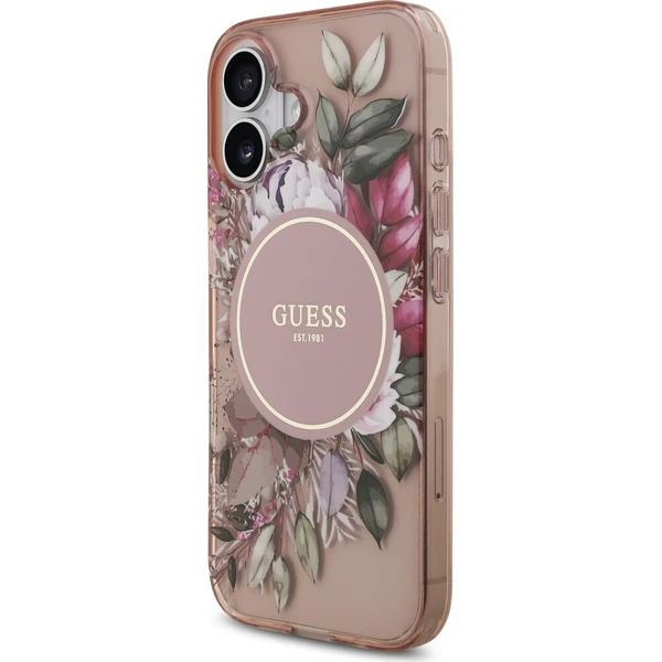 Guess IML Flowers Strap MagSafe kryt iPhone 17 růžový - Pouzdra - Obrázek 84238fe3f4ac47579c80fd37b66807ea