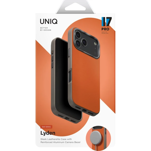 UNIQ Lyden DS Premium Leatherette MagClick MagSafe kryt iPhone 17 Pro Flame Orange - Pouzdra - Obrázek 8441d1b9ab4241bf90c3f762ba8c04e5
