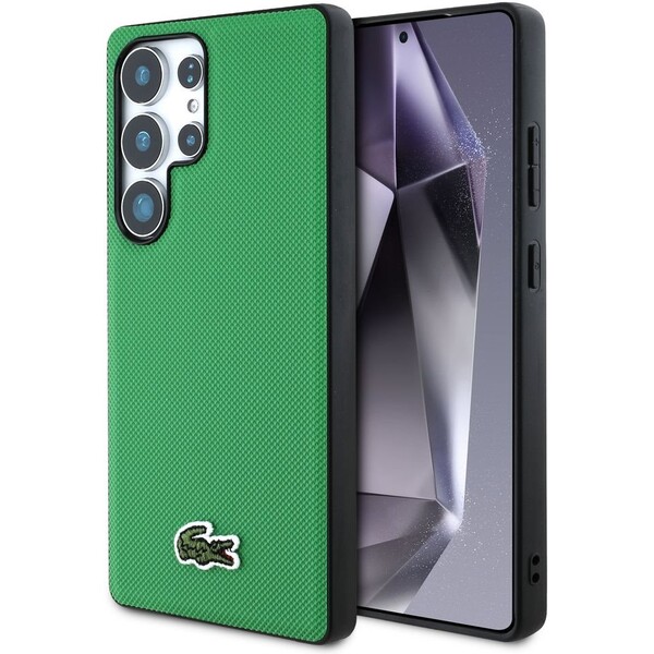 Lacoste Iconic Petit Pique Woven Logo MagSafe kryt Samsung Galaxy S25 Ultra zelený