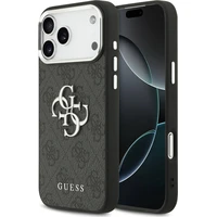 Guess PU 4G Metal Logo kryt iPhone 17 Pro Max stříbrný/černý - Pouzdra