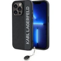 Karl Lagerfeld PU Saffiano Rhinestone Charm zadní kryt iPhone 15 Pro černý - Pouzdra