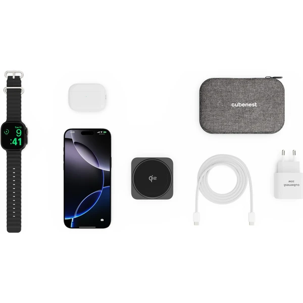 Cubenest SQ312 Fold Pro Qi2 (MagSafe) 3v1 magnetická nabíječka černá - Nabíječky - Obrázek 84PF000N01
