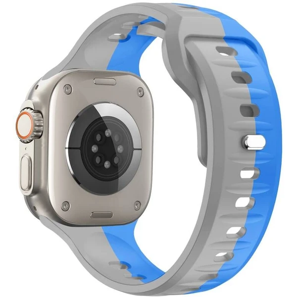 CubeNest Premium Silicon Band řemínek Apple Watch 42-49 mm šedý/modrý - Řemínky - Obrázek 84UD000O01