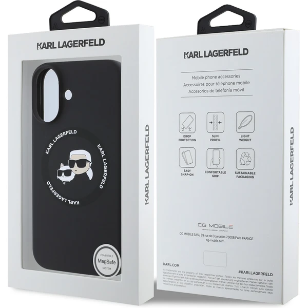 Karl Lagerfeld Liquid Silicone K&CH Heads MagSafe kryt pro iPhone 16 černý - Pouzdra - Obrázek 84adb51243534c86849545abd9cdf74b
