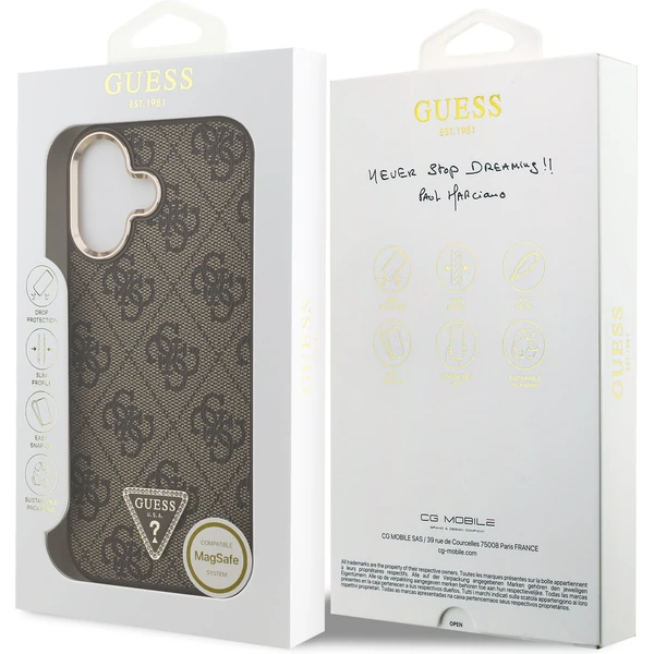 Guess PU Leather 4G Triangle Logo Gold Frame MagSafe kryt iPhone 17 hnědý - Pouzdra - Obrázek 85036da89e9b4d22a41874cd88e9ae6d