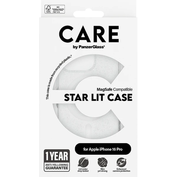 PanzerGlass® CARE kryt Apple iPhone 16 Pro MagSafe Star Lit třpytivý/bílý - Pouzdra - Obrázek 8508000P01