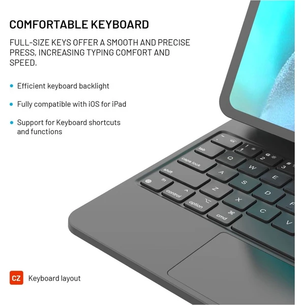 FIXED Typee pouzdro s klávesnicí iPad Pro 12,9" (18-22)/iPad Pro 13"/iPad Air 13" (24-26), CZ, - Pouzdra s klávesnicí - Obrázek 8542b1c302364e809a5bb90ae983392e