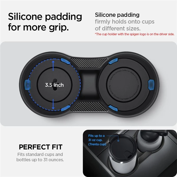 Spigen Center Console Cup Holder Insert Relaxed Grip vložky do držáku nápojů Tesla Model Y/3 - Držáky - Obrázek 854c5884a1f64f069ad44b0a2e5109d9
