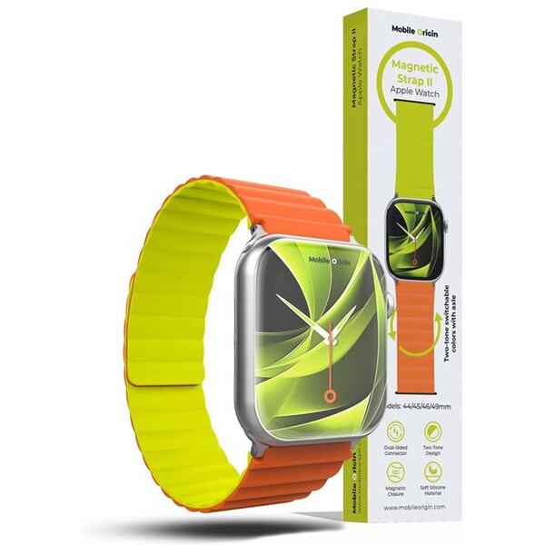 Řemínek pro Apple Watch 42/44/45/49 mm Mobile Magnetic Strap II - oranžový/zelený
