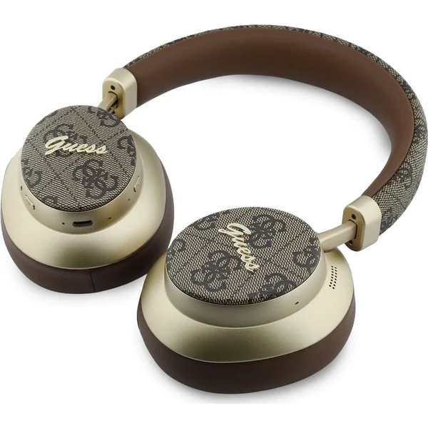 Guess PU 4G Gold Script Metal Logo ENC bezdrátová sluchátka hnědá - Sluchátka - Obrázek 85997872ad6947bbaafcdf7f8465abf9