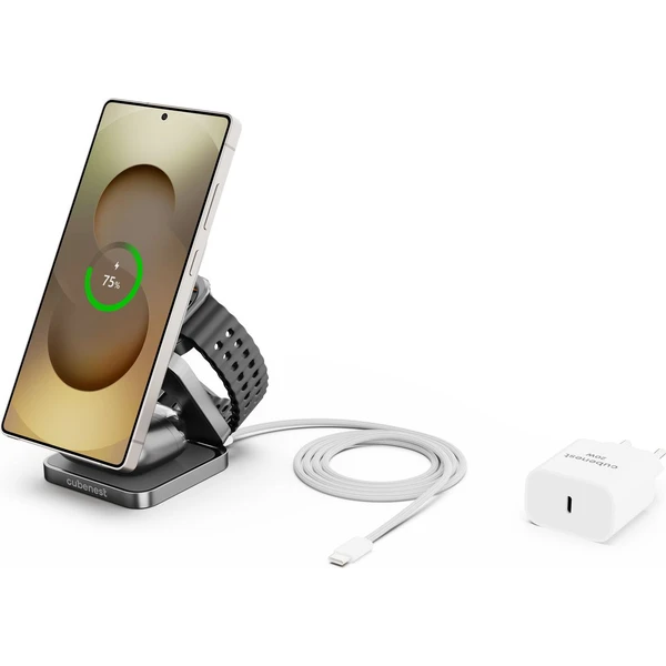 Cubenest SQS312 Pro Qi2.2 3v1 magnetická nabíječka pro Samsung šedá - Nabíječky - Obrázek 85PF000N01